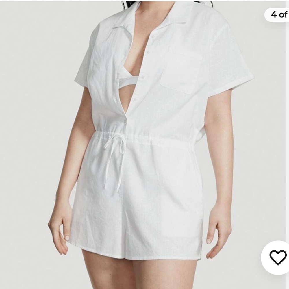 Victorias Secret Swim Linen White romper coverup